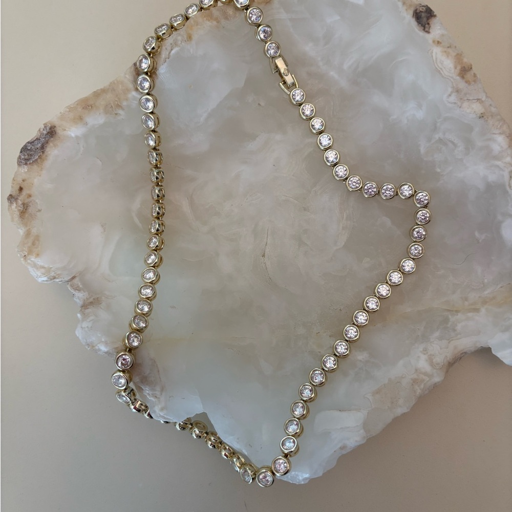 Kendra Scott Gold and White Crystal Tennis Necklace